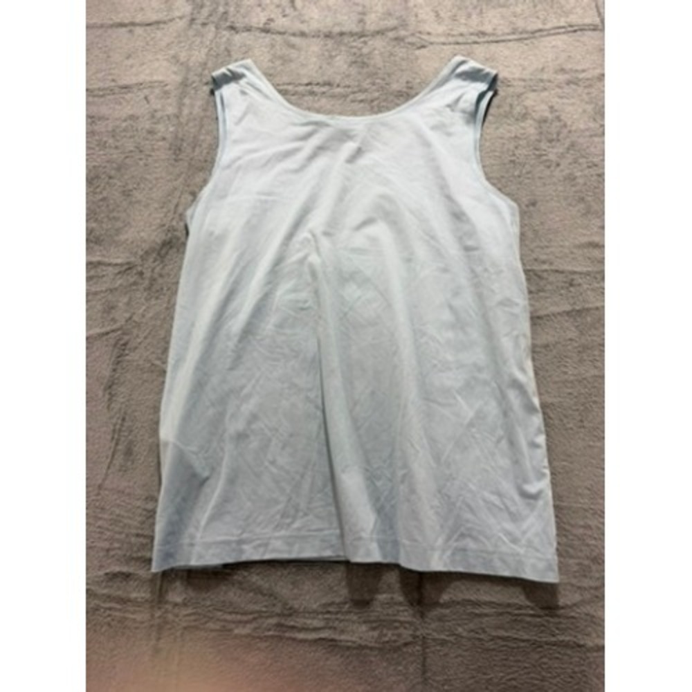 Chicos Womens Size 3 Light Blue Scoop Neck Sleeveless Nylon Blend Tank Top - Picture 9 of 10